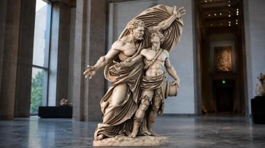 Statues of men Angel with wings holding a baby bas-relief 3d model