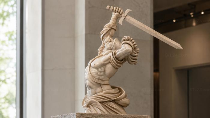 Statues of men (Antique female figure with a sword and a lions head, STKMJI_000856) 3D models for cnc