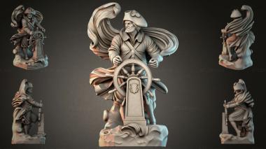 Statues of men (Sea captain at the helm with his cape flowing, STKMJI_000860) 3D models for cnc