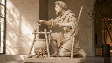 Statues of men Philosopher at a Fire with a Bowl, a stone statue of a sage in a meditation pose 3d model