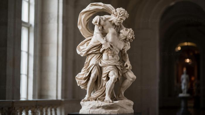 Angel with baby and cloth - bas-relief for CNC 3d STL model