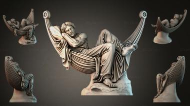 Statues of men (Angel in a Hammock with Bas-Relief - 3D Model for CNC, STKMJI_000866) 3D models for cnc