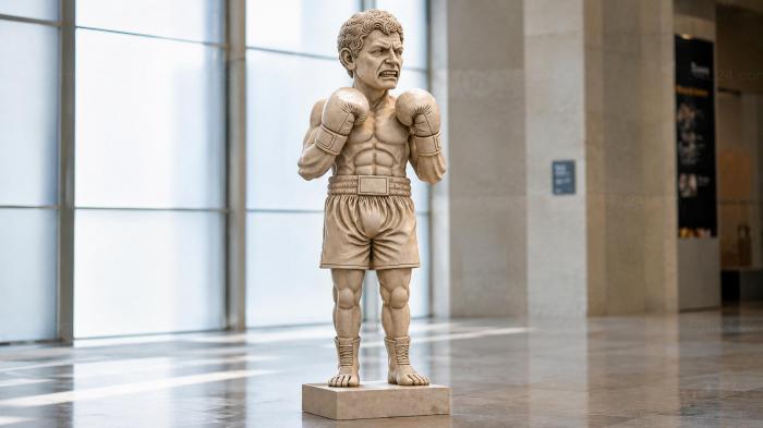 Boxer in a stance with gloves and a belt figurine 3d STL model