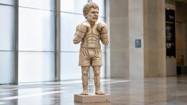 Statues of men Boxer in a stance with gloves and a belt figurine 3d model