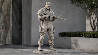 Statues of men A soldier in combat gear with a rifle 3d model