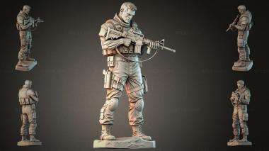 Statues of men (A soldier in combat gear with a rifle, STKMJI_000870) 3D models for cnc