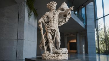 Statues of men Male sculpture of an angel with wings and a staff 3d model