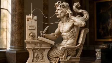 Statues of men Muscular man with grapevine at table with spiral armrests 3d model