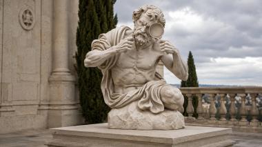 Statues of men Antique male bust with drapery and round medallions 3d model