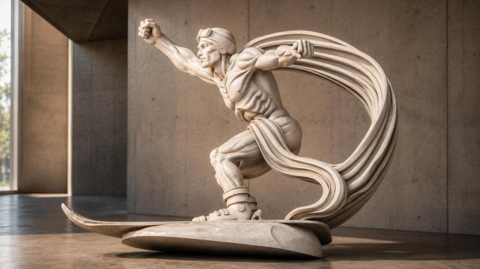Athletes with a rope sculptural composition for CNC 3d STL model