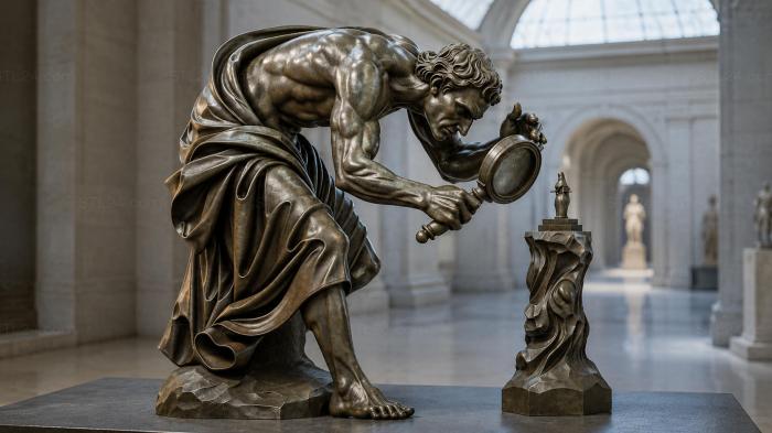Diogenes with a lantern, seated angel in drapery 3d STL model