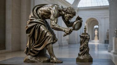 Statues of men Diogenes with a lantern, seated angel in drapery 3d model