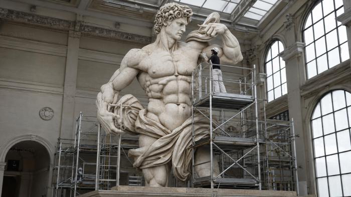 Michelangelos David sculpture with scaffolding 3D model 3d STL model