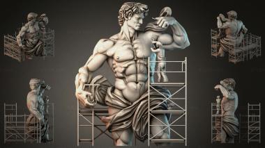 Statues of men (Michelangelos David sculpture with scaffolding 3D model, STKMJI_000878) 3D models for cnc