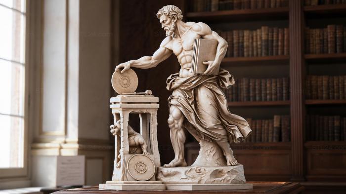 Atlas with a globe and books, classical sculpture 3d STL model