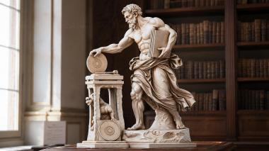 Statues of men Atlas with a globe and books, classical sculpture 3d model