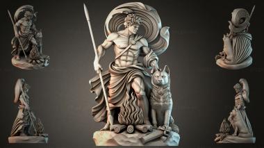 Statues of men (Warrior with a Spear and a Wolf Statue, STKMJI_000881) 3D models for cnc
