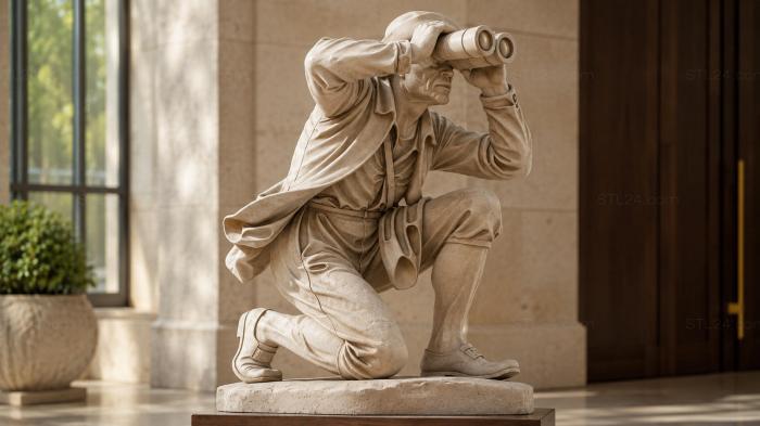 Scout with binoculars on the move 3d STL model
