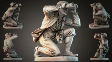 Statues of men (Scout with binoculars on the move, STKMJI_000882) 3D models for cnc