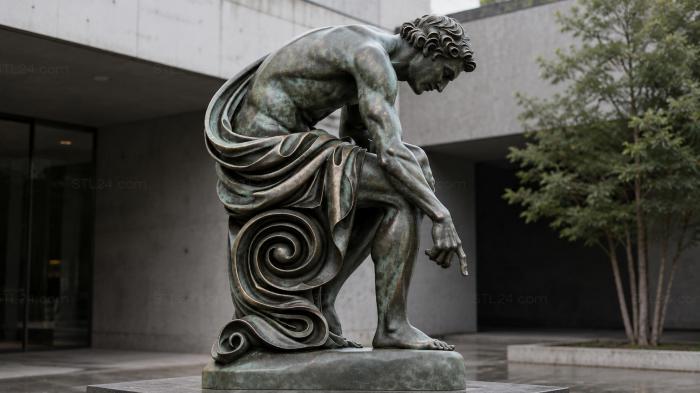 Naked man with decorative curl 3d STL model