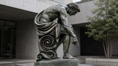 Statues of men Naked man with decorative curl 3d model