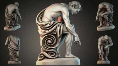 Statues of men (Naked man with decorative curl, STKMJI_000884) 3D models for cnc