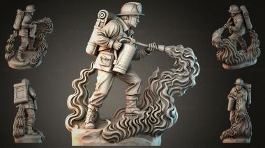 Statues of men (WWI soldier with rifle and backpack on wavy base, STKMJI_000886) 3D models for cnc