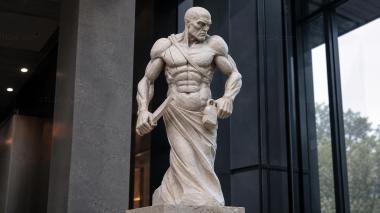 Statues of men A muscular warrior with a sword in a fighting stance 3d model