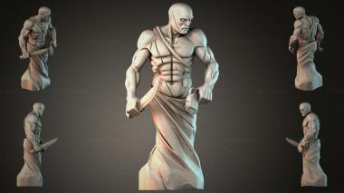 Statues of men (A muscular warrior with a sword in a fighting stance, STKMJI_000888) 3D models for cnc