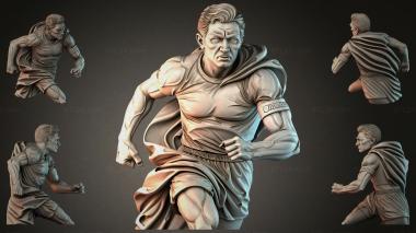 Statues of men (Portrait of a man in a fighting pose with a cloak and muscular body, STKMJI_000893) 3D models for cnc