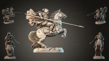 Statues of men (Medieval horseman with a spear on a war horse, STKMJI_000899) 3D models for cnc
