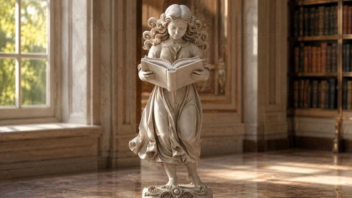 Girl with a book on a pedestal 3d STL model