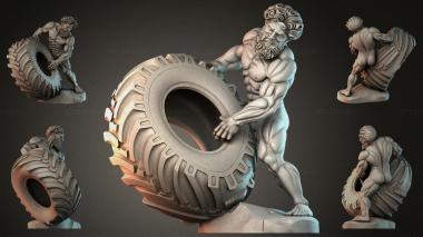 Statues of men (Atlas with a Tire - a sculpture of a muscular man lifting a car tire, STKMJI_000903) 3D models for cnc