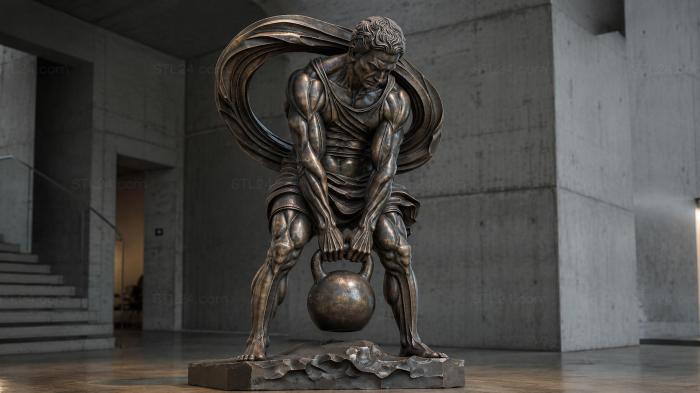 Atlas with a globe, a figure of a muscular man with wings 3d STL model