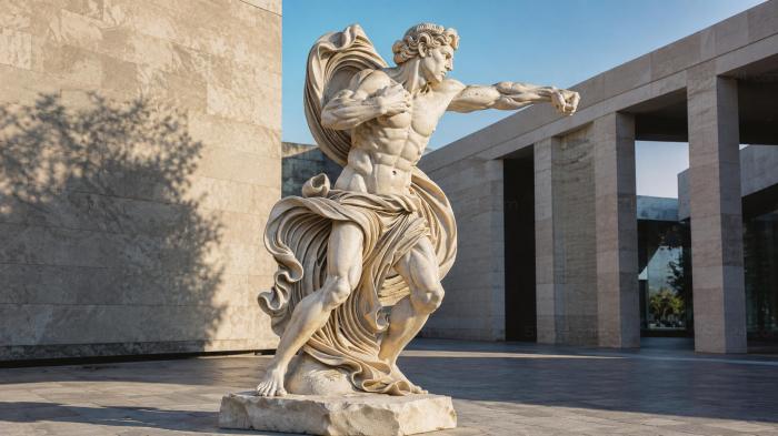 Angel with a flowing cloak in a fighting pose 3d STL model