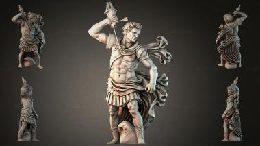 Statues of men (Roman legionary with spear and shield in a fighting pose, STKMJI_000911) 3D models for cnc