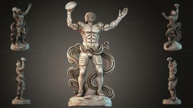 Statues of men (American football player with ball sports figurine, STKMJI_000912) 3D models for cnc