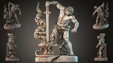 Statues of men (Figure of a muscular man with an ornamental sword and shield, STKMJI_000913) 3D models for cnc