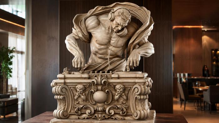 Muscular Cupid on a capital with a cornice and scrolls 3d STL model
