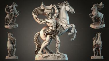 Statues of men (Warrior on horseback with shield 3D model for carving, STKMJI_000916) 3D models for cnc