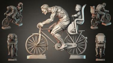 Statues of men (Cyclist with a passenger, relief sculpture, STKMJI_000921) 3D models for cnc