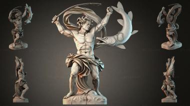 Statues of men (Male figure with a dolphin and a trident - bas-relief, STKMJI_000922) 3D models for cnc