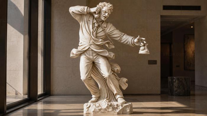 Sculpture of a man in a suit with a lamp holding a coin 3d STL model
