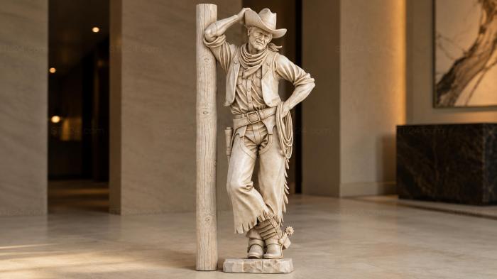Cowboy at the Pole relief panel 3d STL model