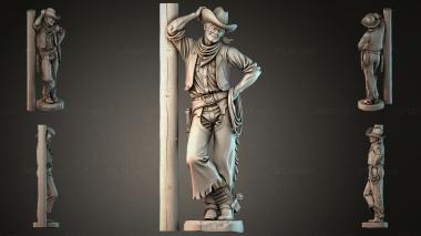Statues of men (Cowboy at the Pole relief panel, STKMJI_000926) 3D models for cnc