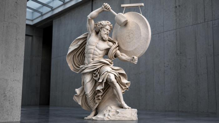 Winged Male Torso with Drum 3D CNC Model 3d STL model