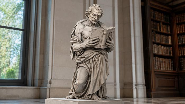 Sage with an Open Book, Bas-Relief 3d STL model