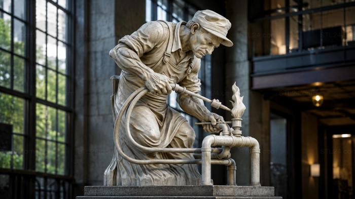 Plumber with pipes and a blowtorch 3d STL model