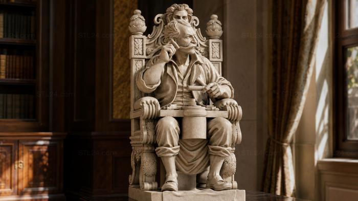 Man with a Pipe in a Columned Chair 3d STL model