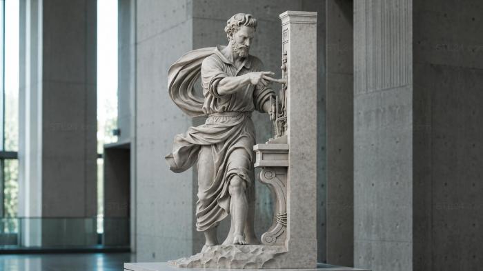 Architectural bracket with a figure of an architect and classical ornaments 3d STL model